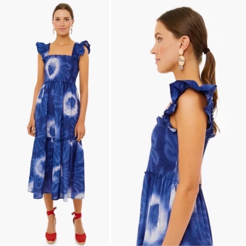 Tuckernuck Rory Midi Dress Flutter Sleeve Smocked Bodice Tie Dye Size 2x - Picture 2 of 7